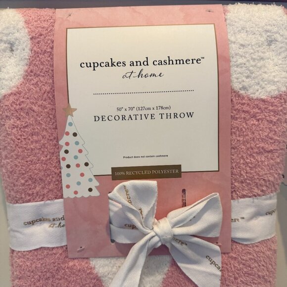 CUPCAKES AND CASHMERE VIRAL Pink Pastel Snowman Blanket Throw 50x70 Christmas - Picture 4 of 8
